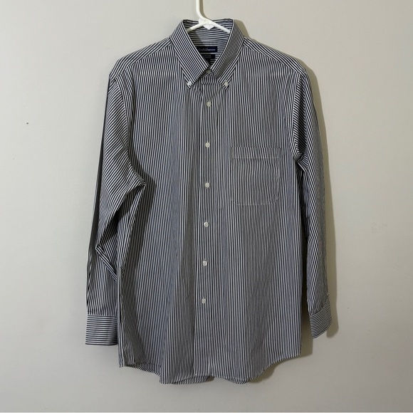 Croft & Barrow Black and White Striped Casual Shirt size 16 32/33” - Picture 1 of 10